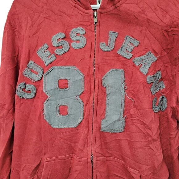 2/$20 Guess Classic Logo Red Zip Up Hoodie Jacket Size: M - Picture 6 of 10